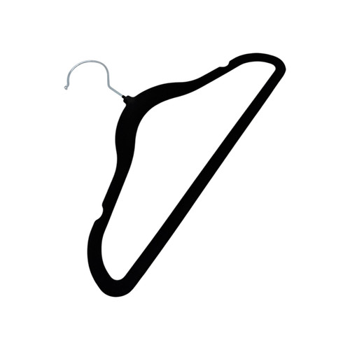 Kids Black Velvet Coat Hangers Non Slip Slim Swivel Hook 29cm, product shown on a white background, brightly lit product image