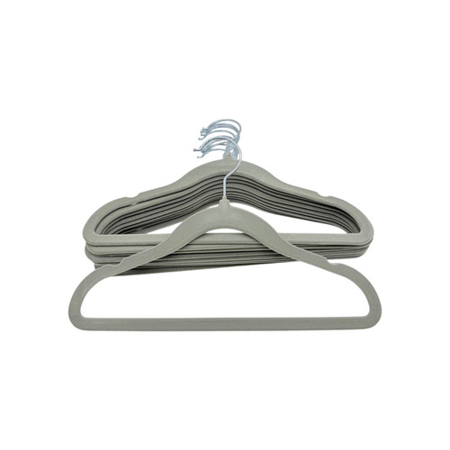 Kids Grey Velvet Coat Hangers Non Slip Slim Swivel Hook 29cm