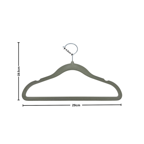 Kids Grey Velvet Coat Hangers Non Slip Slim Swivel Hook 29cm