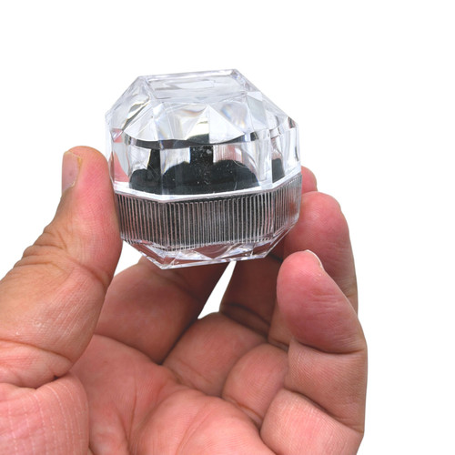 Clear Octagonal Ring Box with Black Velvet Insert Jewellery Display