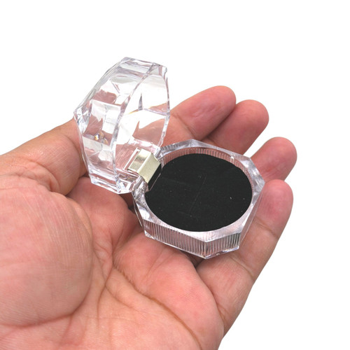 Clear Octagonal Ring Box with Black Velvet Insert Jewellery Display