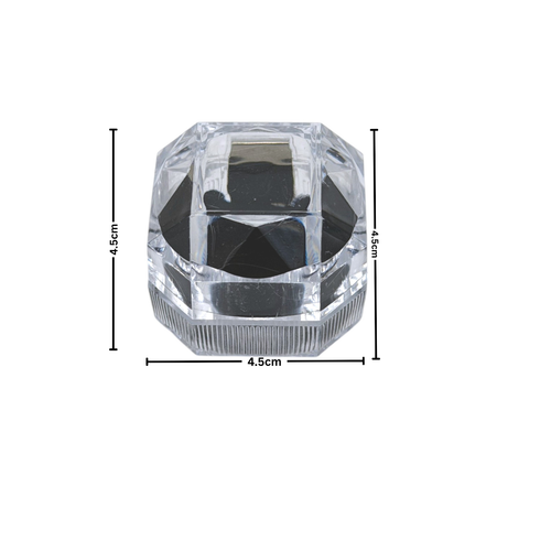 Clear Octagonal Ring Box with Black Velvet Insert Jewellery Display
