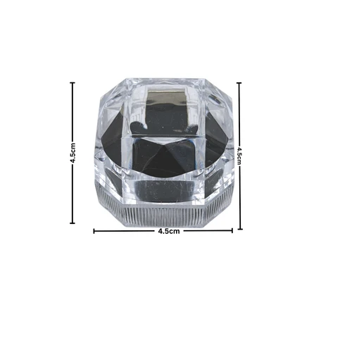 Clear Octagonal Ring Box with Black Velvet Insert Jewellery Display