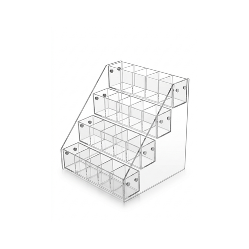 4 Tier Acrylic Cube Display Stand Countertop Organiser 20 Compartments