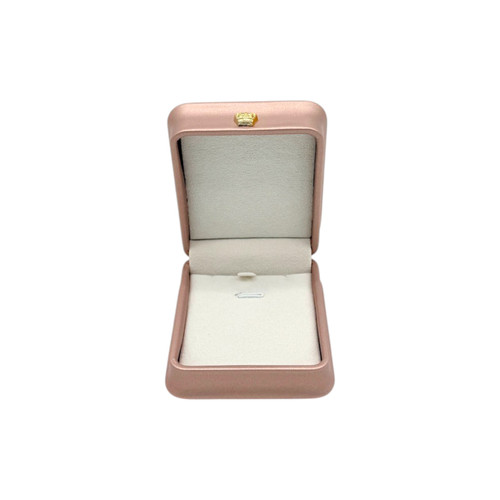 Luxury Rose Gold PU Leather Pendant Box Jewellery Gift Case, product shown on a white background, open, centred square layout