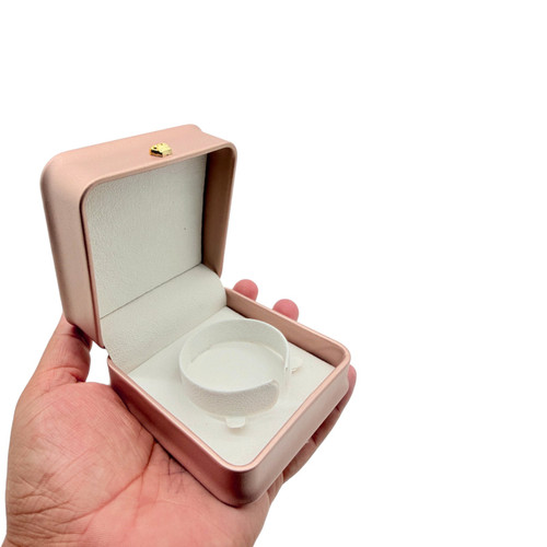Luxury Rose Gold PU Leather Bangle Bracelet Box Jewellery Case, product shown against a coloured background, balanced, centred square layout
