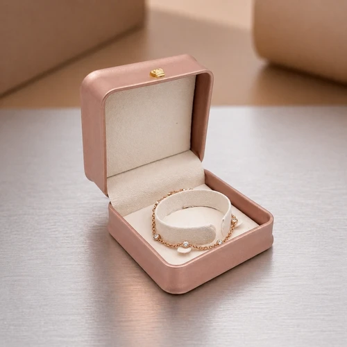 Luxury Rose Gold PU Leather Bangle Bracelet Box Jewellery Case