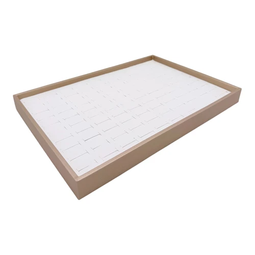 Luxury Rose Gold Jewelry Drawer Organizer 100-Grid Beige Velvet Insert