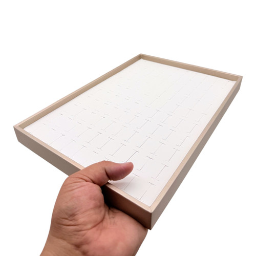 Luxury Rose Gold Jewelry Drawer Organizer 100-Grid Beige Velvet Insert