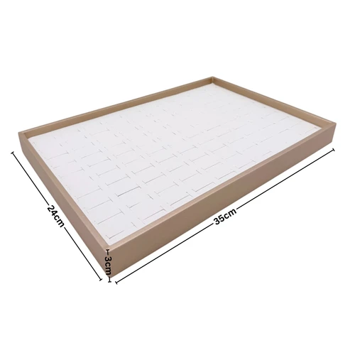 Luxury Rose Gold Jewelry Drawer Organizer 100-Grid Beige Velvet Insert