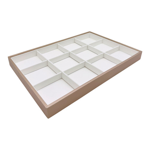 Luxury Rose Gold Bangle Bracelet Organiser Tray With 12 Compartments, product shown on a white background, balanced, centred square layout