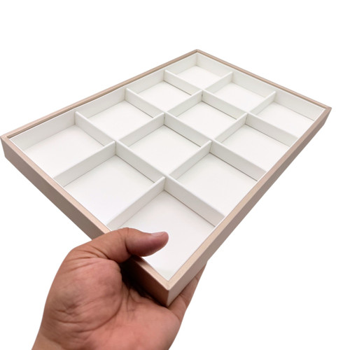 Luxury Rose Gold Bangle Bracelet Organiser Tray With 12 Compartments, close product view on a white background