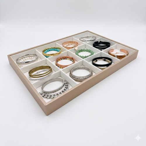 Luxury Rose Gold Bangle Bracelet Organiser Tray With 12 Compartments