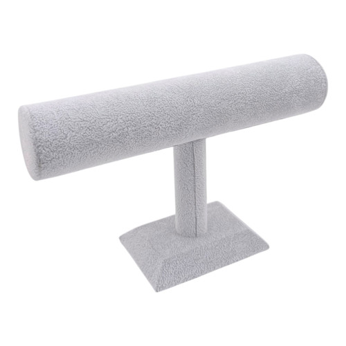 Grey Velvet T-Bar Bracelet Display Stand Watch Jewellery Holder