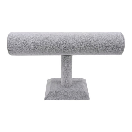 Grey Velvet T-Bar Bracelet Display Stand Watch Jewellery Holder