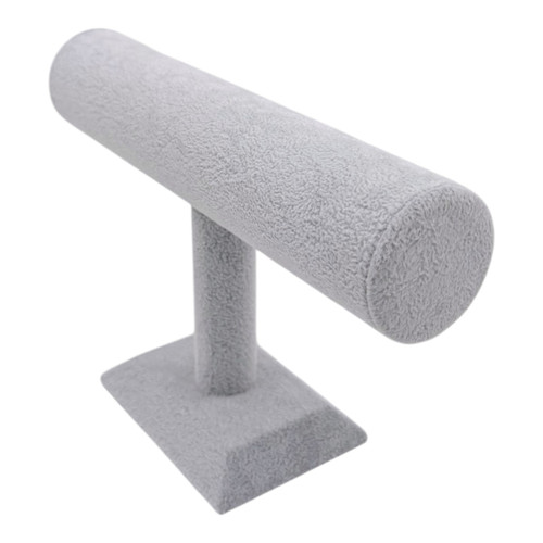 Grey Velvet T-Bar Bracelet Display Stand Watch Jewellery Holder