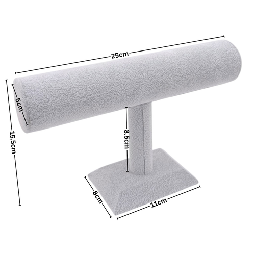 Grey Velvet T-Bar Bracelet Display Stand Watch Jewellery Holder