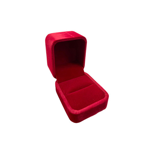 Red Velvet Ring Box Single Wedding Engagement Proposal Jewellery Gift Case
