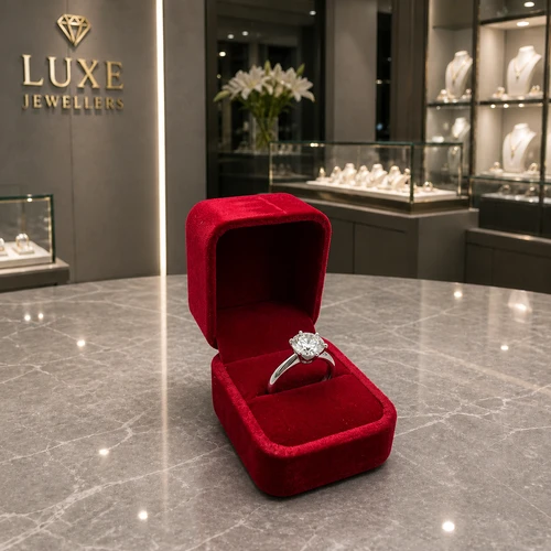 Red Velvet Ring Box Single Wedding Engagement Proposal Jewellery Gift Case