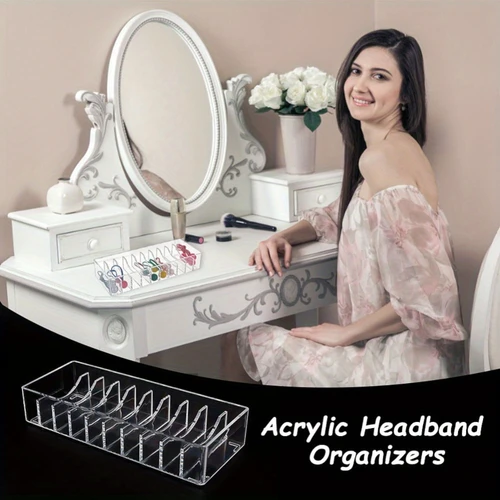 Clear Acrylic 10 Grid Jewellery Headband Storage Display Organiser Tray