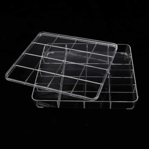 Clear Acrylic 16 Compartment Jewellery Nail Art Storage Box with Lid