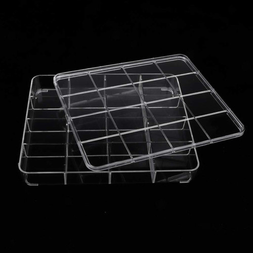 Clear Acrylic 16 Compartment Jewellery Nail Art Storage Box with Lid