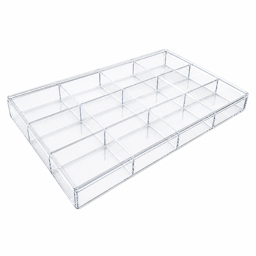 Clear Acrylic 12 Compartment Jewellery Nail Art Storage Box with Lid