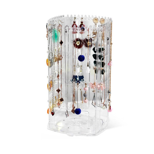 360 Rotating Clear Acrylic Earring Holder 4 Tier Jewellery Display Stand