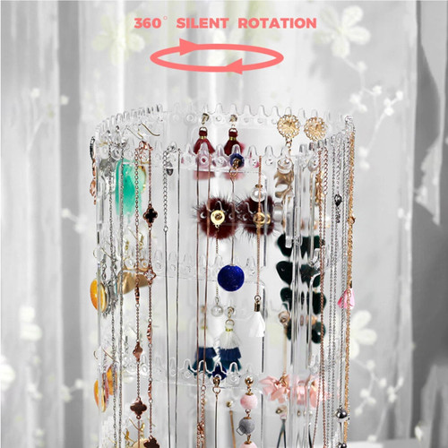 360 Rotating Clear Acrylic Earring Holder 4 Tier Jewellery Display Stand
