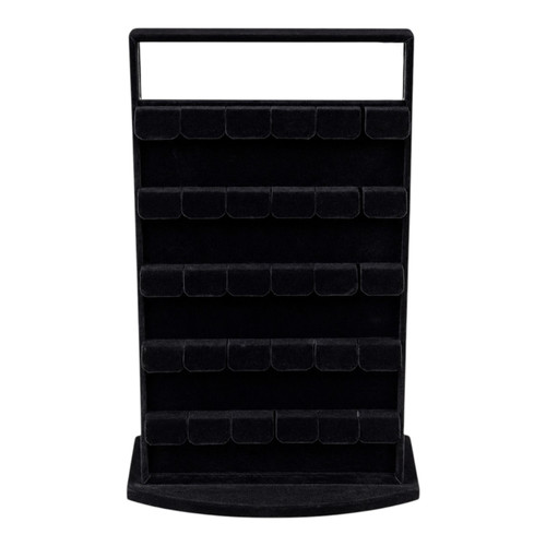 Black Velvet 60 Pair Rotating Earring Stand with Mirror 2 Sided Display, full-height product view on a white background, gallery image 8 of 8