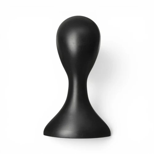 Black Plastic Female Mannequin Head Display Stand for Wigs, Hats, full-height product view on a white background, gallery image 5 of 6