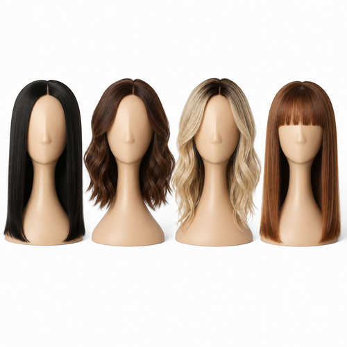 Skin Tone Plastic Female Mannequin Head Display Stand for Wigs & Hats