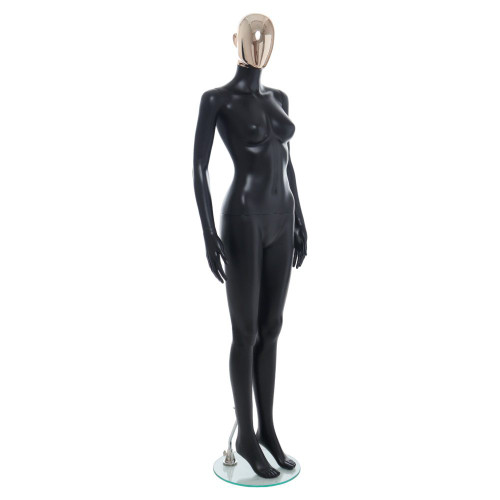 Female Mannequin – Black Finish with Rose Gold Head