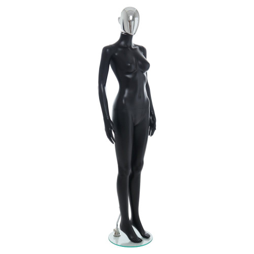 Female Mannequin – Black Finish with Chrome Head