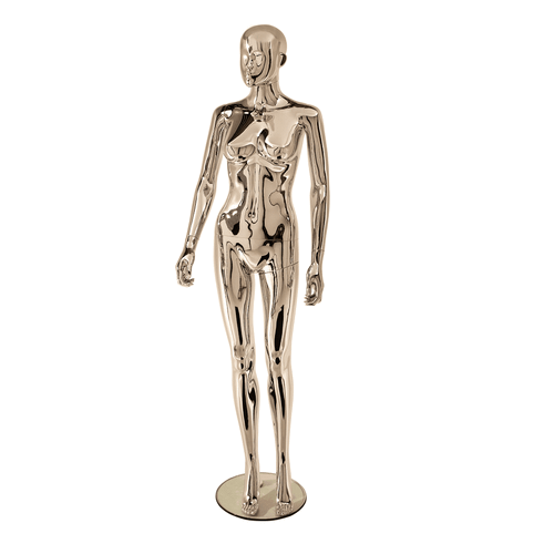 Female Mannequin – Abstract Head – Chrome