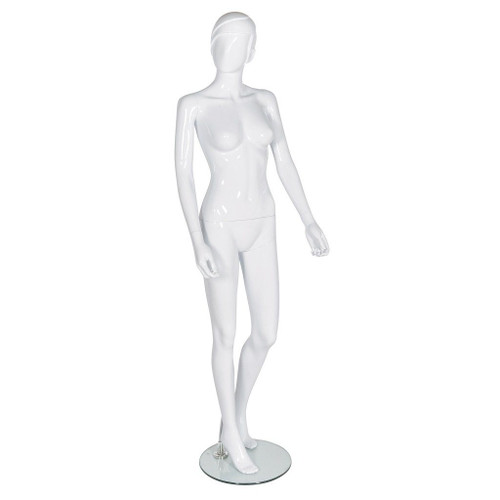 Female Mannequin – Abstract Head – Gloss White – Pose 2
