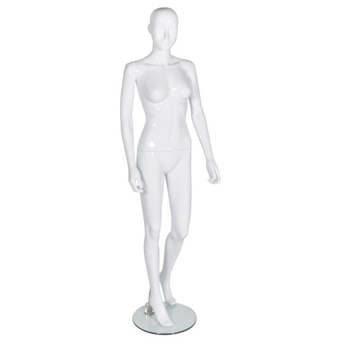 Female Mannequin – Abstract Head – Gloss White – Pose 3