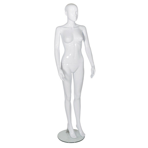 Female Mannequin – Abstract Head – Gloss White – Pose 4