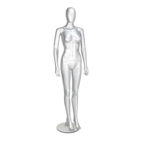 GEF351 Female Mannequin – Egg Head – Gloss Silver