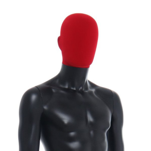 Male Mannequin – Black Finish with Red Pile Head