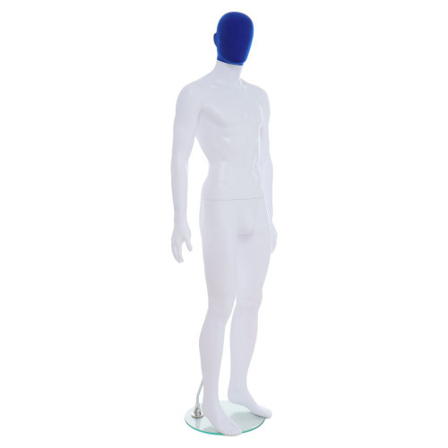 Male Mannequin – Black Finish with Blue Pile Head