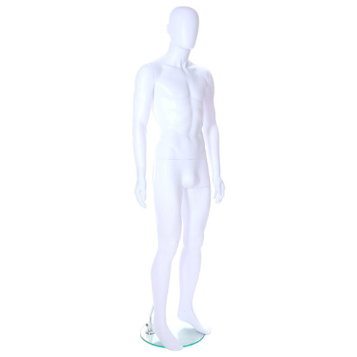 Male Mannequin – White Finish with Red Pile Head
