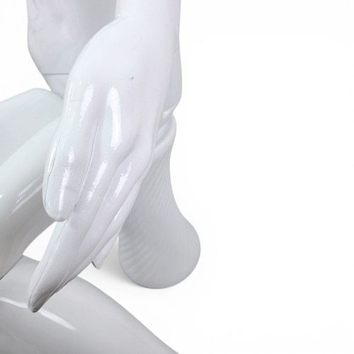 White Seated Female Mannequin with 45cm Stool and Movable Arms