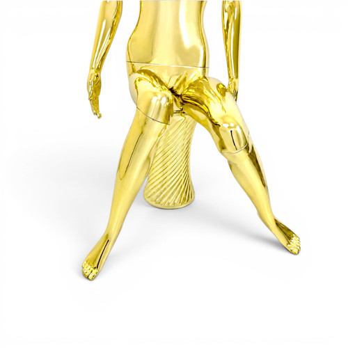 Gold Seated Female Mannequin with 45cm Stool and Movable Arms