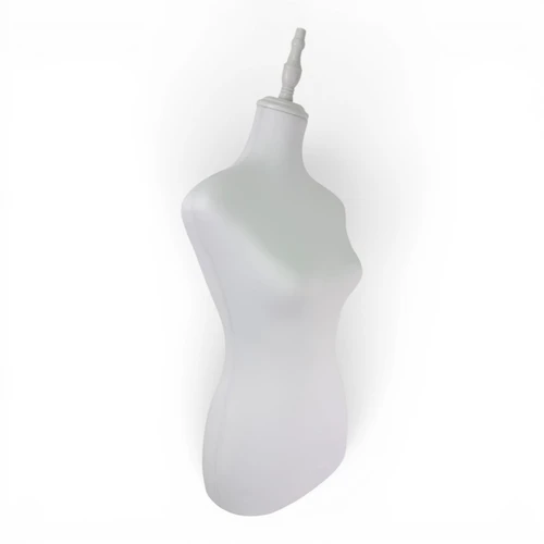 White Female Mannequin Torso with White Wooden Tripod Stand