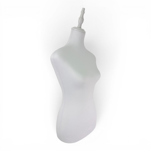 White Female Mannequin Torso with White Wooden Tripod Stand
