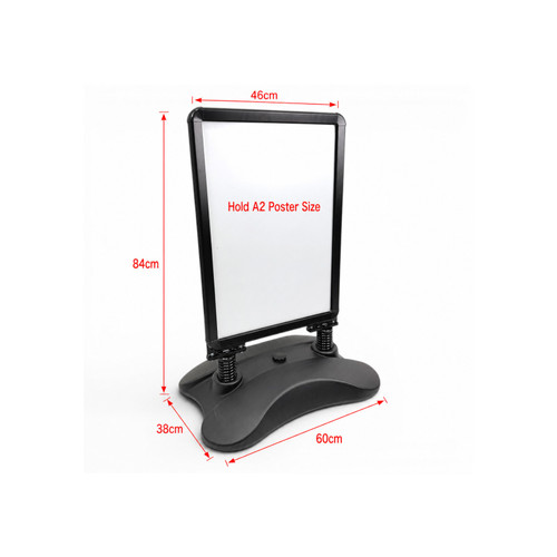 A2 Black Waterbase Pavement Sign Double-Sided Snap Frame Display