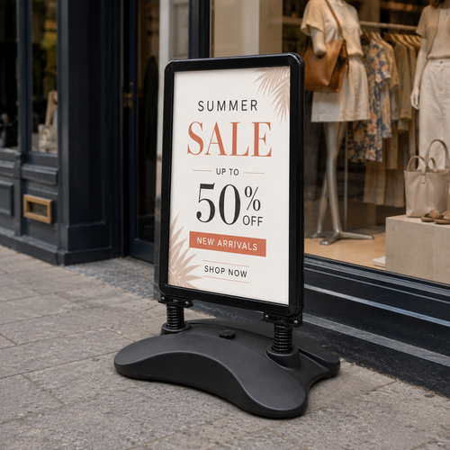 A2 Black Waterbase Pavement Sign Double-Sided Snap Frame Display