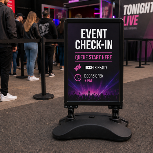A2 Black Waterbase Pavement Sign Double-Sided Snap Frame Display
