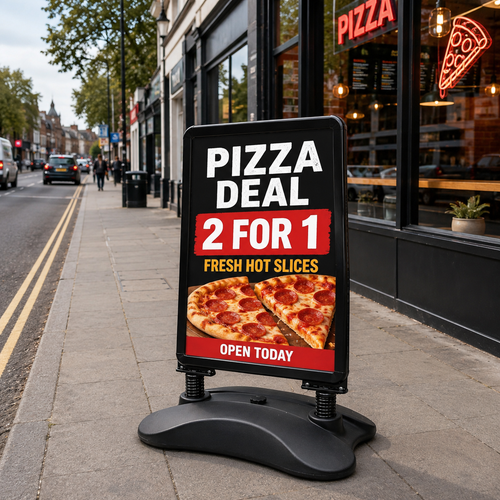 A2 Black Waterbase Pavement Sign Double-Sided Snap Frame Display